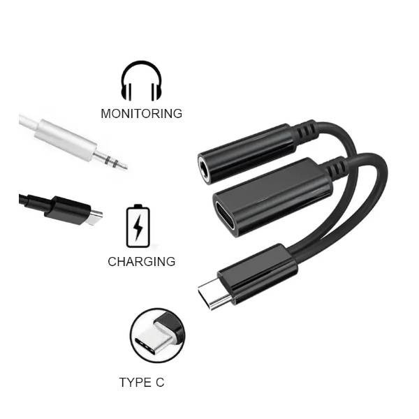 مبدل USB-C به AUX / USB-C مدل 2in1