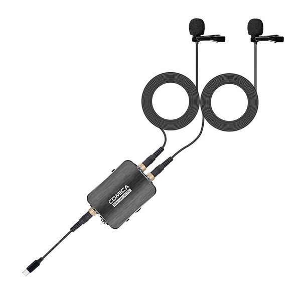 میکروفن یقه ای کامیکا مدل DUAL.LAV D03 STC با درگاه های اتصال تایپ سی و جک 3.5