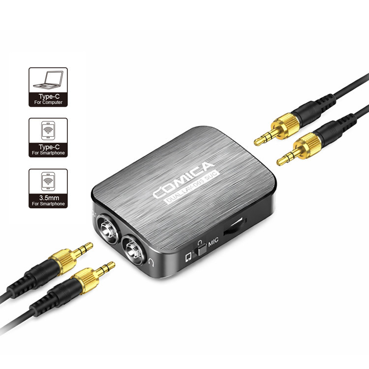 میکروفن یقه ای کامیکا مدل DUAL.LAV D03 STC با درگاه های اتصال تایپ سی و جک 3.5
