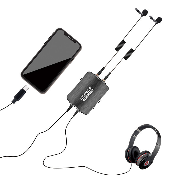 میکروفن یقه ای کامیکا مدل DUAL.LAV D03 STC با درگاه های اتصال تایپ سی و جک 3.5