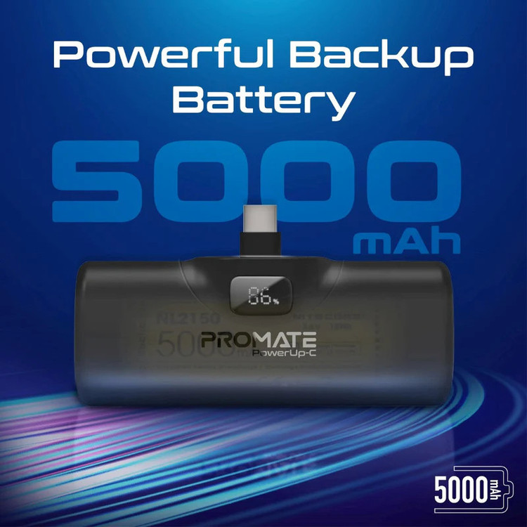 پاوربانک پرومیت مدل POWERUP-C.BLK ظرفیت 5000 میلیآمپرساعت