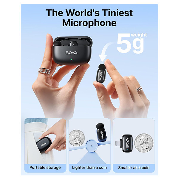 میکروفن یقه ای بویا مدل MINI 12 COMBO با درگاه اتصال Lightning ,Type-C
