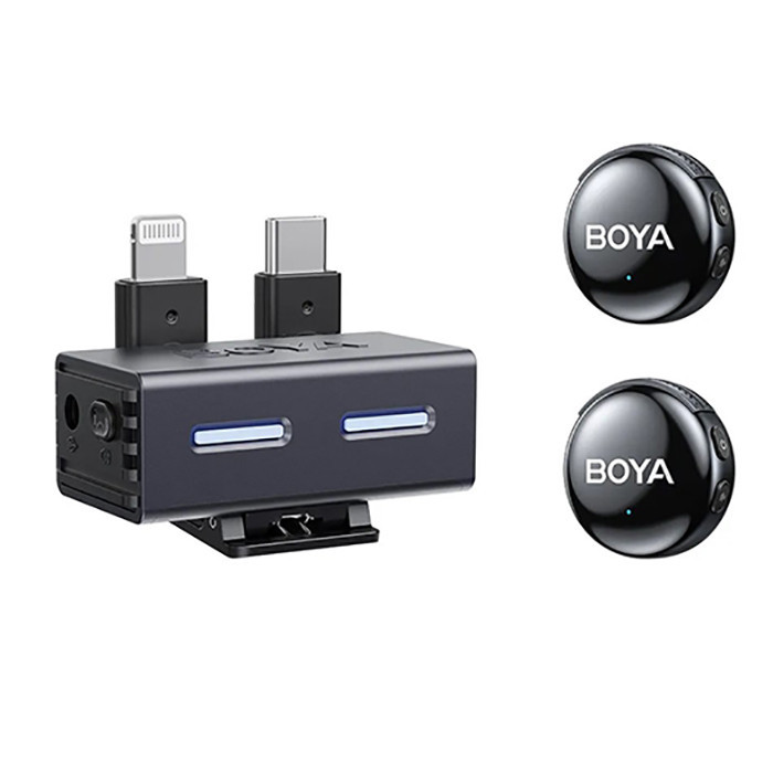 میکروفون بی سیم دو کاربره بویا مدل k3-01 با درگاه اتصال TYPE-C و لایتنینگ