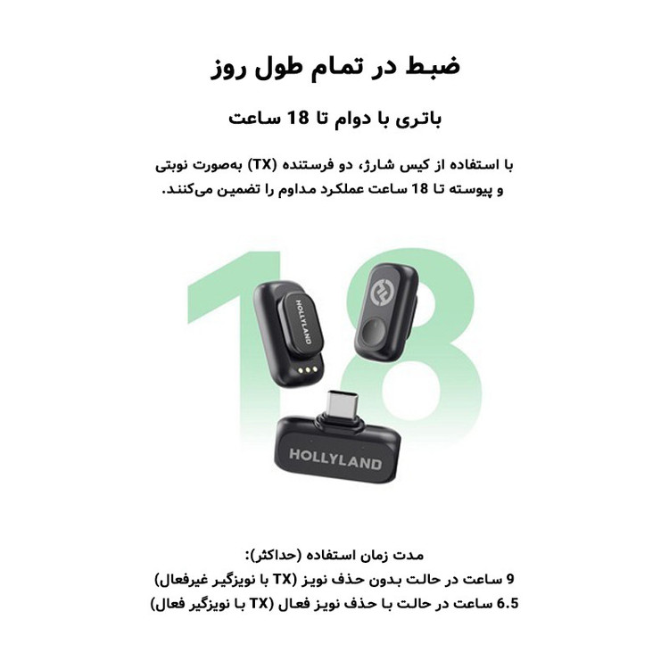 میکروفن بیسیم هالی لند مدل A1 با درگاه اتصال USB-C (اصلی)