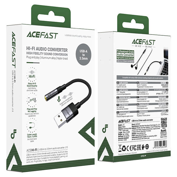 کابل تبدیل USB-C به جک 3.5 میلی متری ایس فست مدل J13 طول 0.15 متر