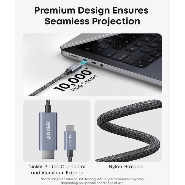 کابل تبدیل USB-C به HDMI انکر مدل Nano A87E0 طول 1.8 متر