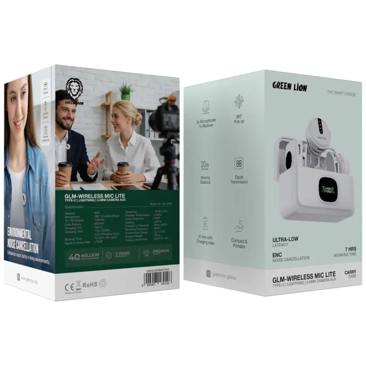 میکروفن یقه ای ۲ کاربر گرین لاین مدل glm lite - به همراه کیف