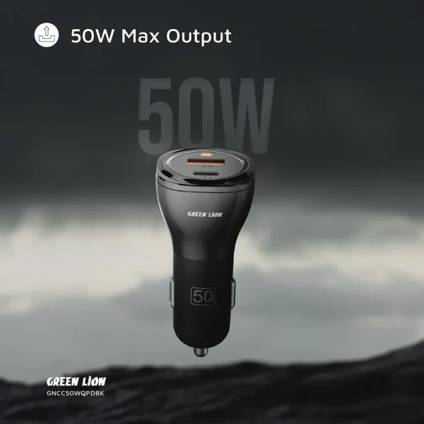 شارژر فندکی ۵۰ وات دو پورت گرین لاین مدل Dual Port Car Charger 50W