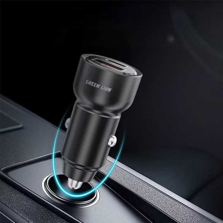 شارژر فندکی 60 وات دو پورت گرین لاین مدل ROADVOLT Charger 60w