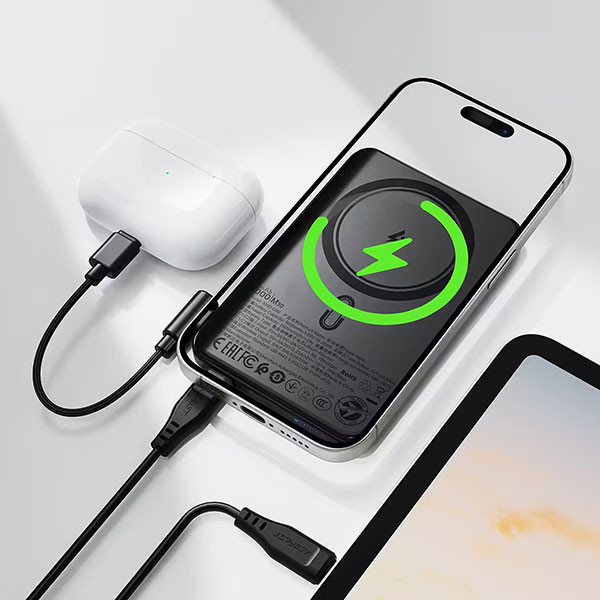 پاوربانک بی سیم 20 وات ایس فست مدل M30 ظرفیت 5000 میلیآمپرساعت به همراه کابل USB-C